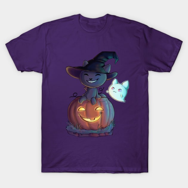 Potion Paws Pumpkin Scene T-Shirt by bittentoast